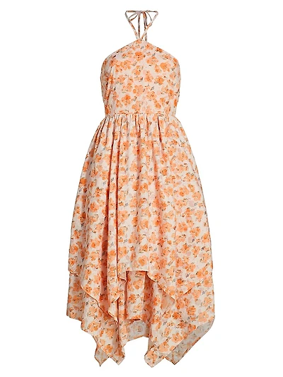 Everly Floral Cotton-Blend Handkerchief Dress