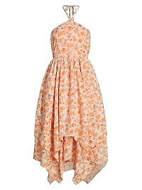 Everly Floral Cotton-Blend Handkerchief Dress