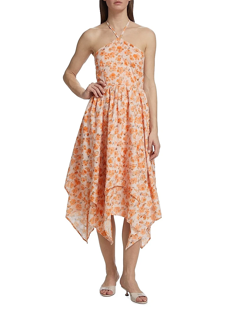 Everly Floral Cotton-Blend Handkerchief Dress