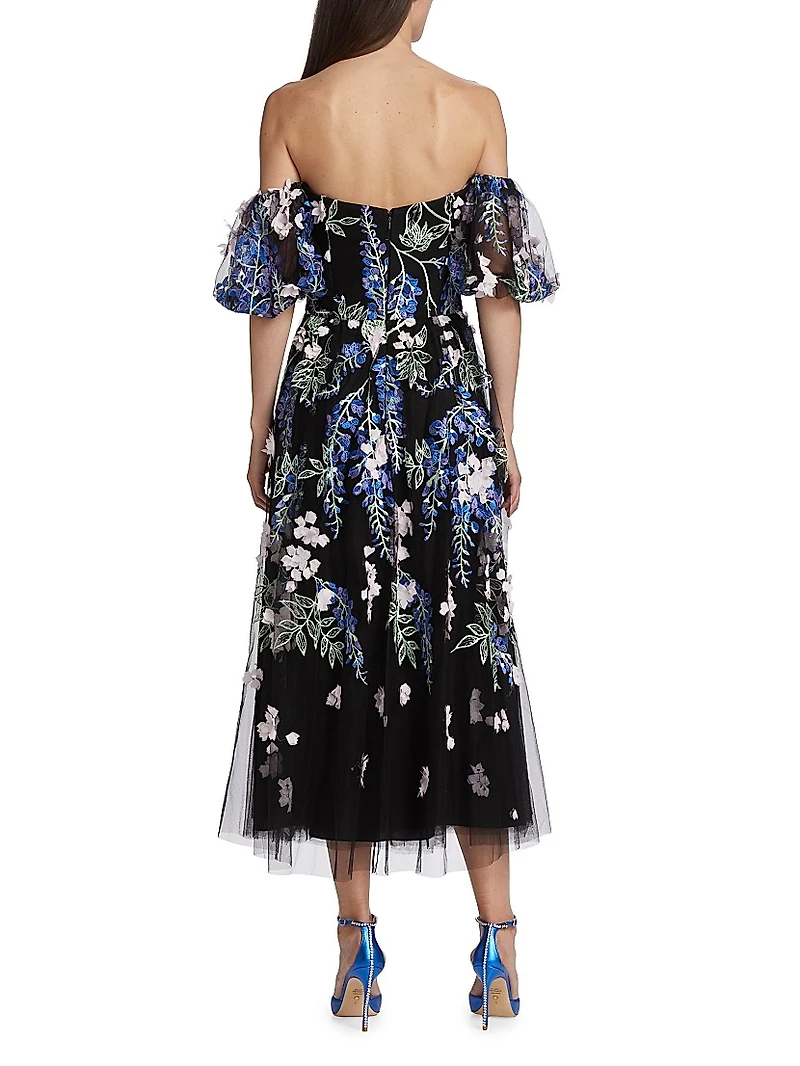 Floral Off-The-Shoulder Midi-Dress