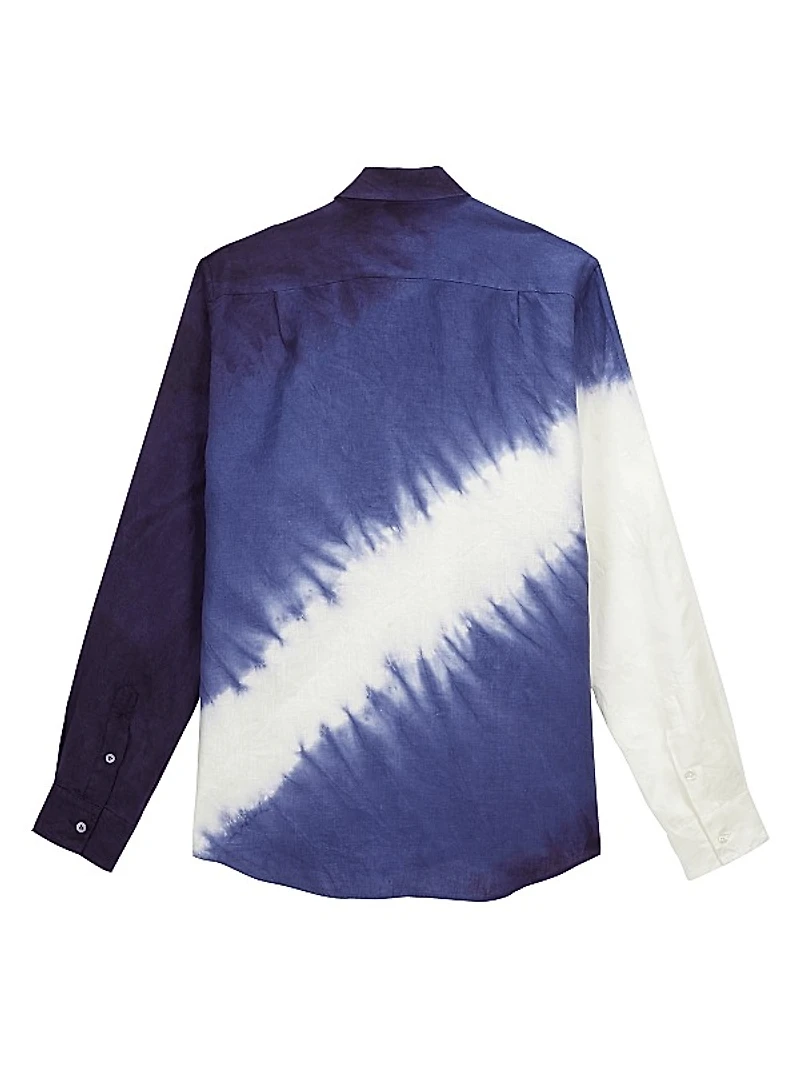 Graphic Linen Button-Front Shirt