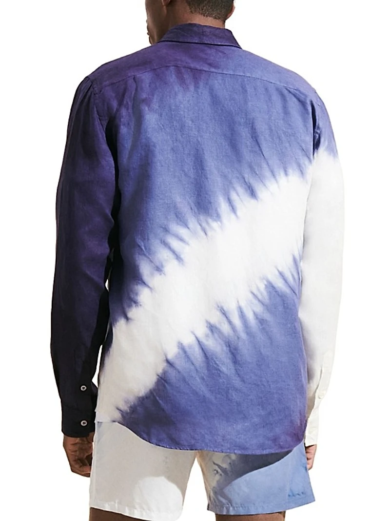 Graphic Linen Button-Front Shirt