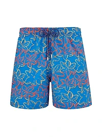 Floral-Embroidered Swim Shorts