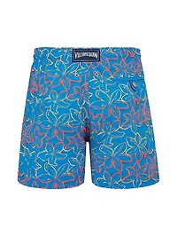 Floral-Embroidered Swim Shorts