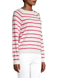 Striped Buttoned Knit Top