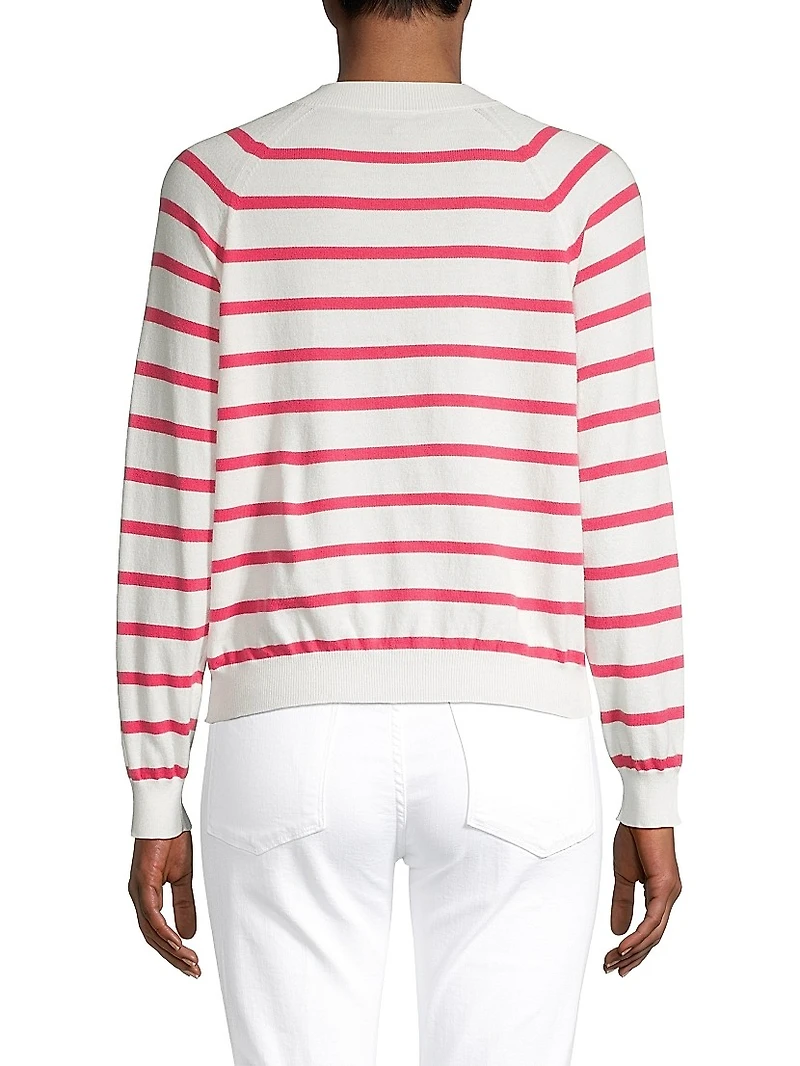 Striped Buttoned Knit Top