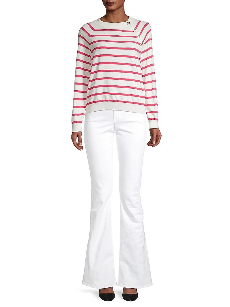 Striped Buttoned Knit Top