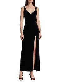 Liza Velvet Slit Maxi Dress