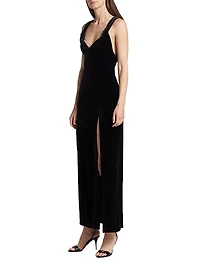 Liza Velvet Slit Maxi Dress