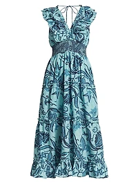 Azalea Paisley Cotton Midi Dress