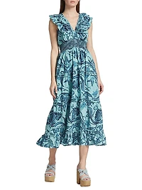 Azalea Paisley Cotton Midi Dress