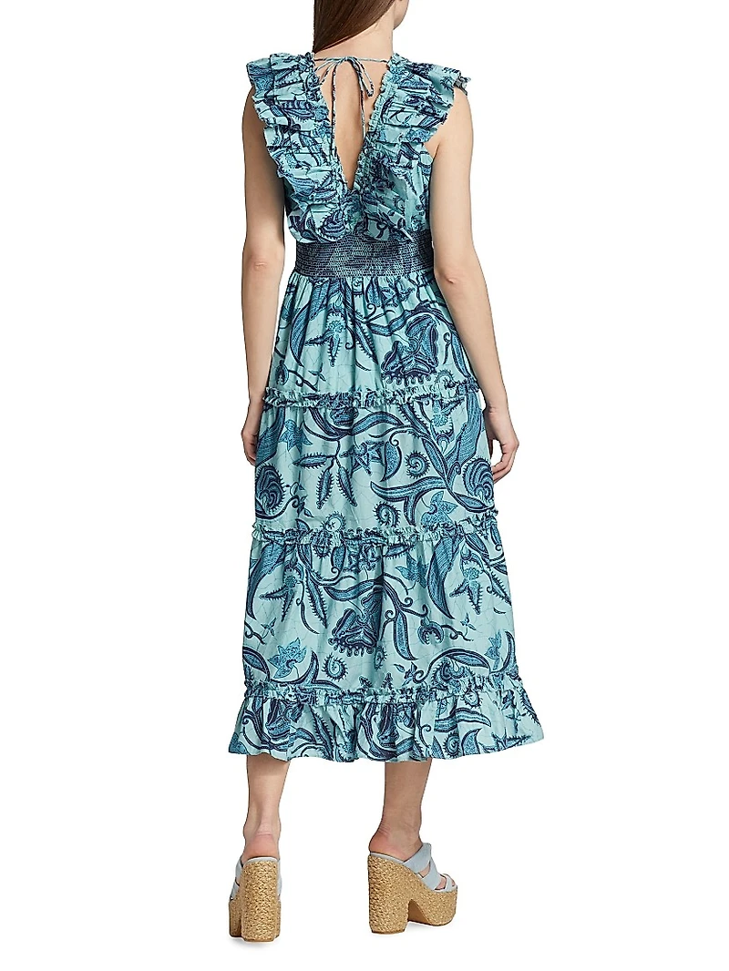 Azalea Paisley Cotton Midi Dress