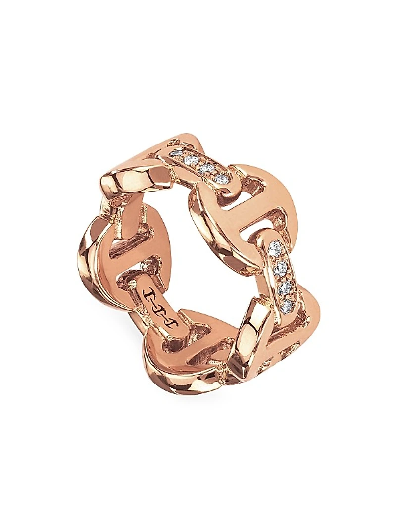 Dame 18K Rose Gold & 0.38 TCW Diamond Tri-Link Ring