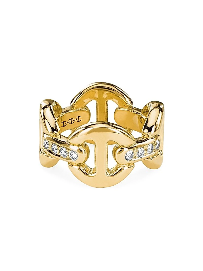 Dame 18K Yellow Gold & 0.31 TCW Diamond Tri-Link Ring