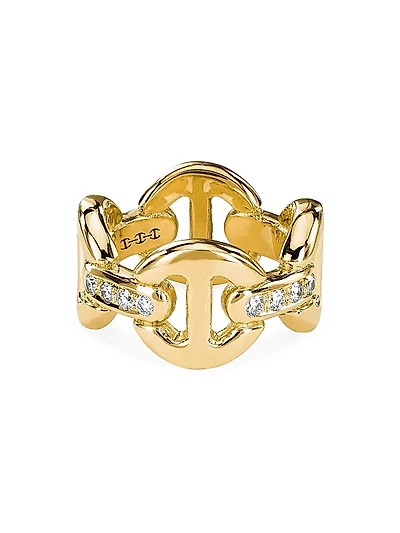 Dame 18K Yellow Gold & 0.31 TCW Diamond Tri-Link Ring