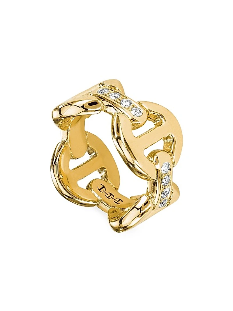 Dame 18K Yellow Gold & 0.31 TCW Diamond Tri-Link Ring