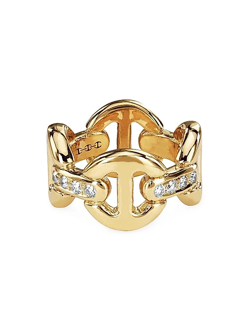 Dame 18K Yellow Gold & 0.57 TCW Diamond Quad-Link Ring
