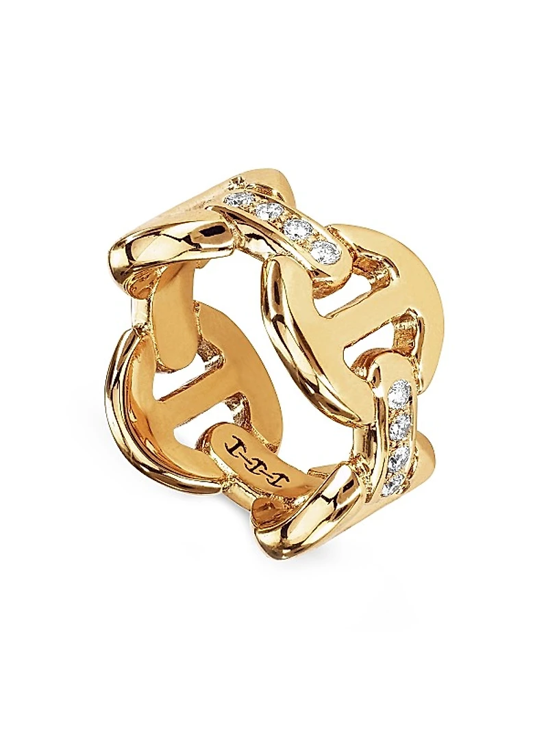 Dame 18K Yellow Gold & 0.57 TCW Diamond Quad-Link Ring