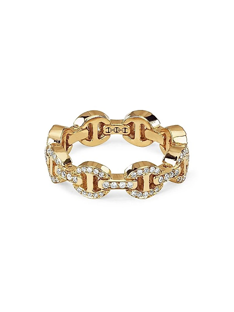 18K Yellow Gold & 0.30 TCW Diamond Tri-Link Ring