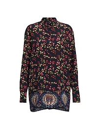 Berry Print Silk Tunic Top