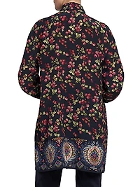 Berry Print Silk Tunic Top