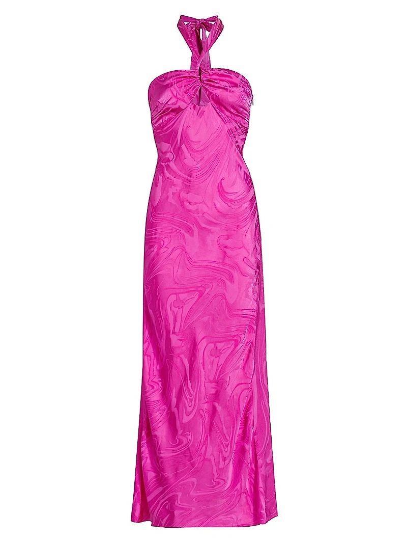 Toula Marbled Satin Floor-Length Dress