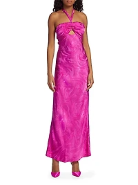 Toula Marbled Satin Floor-Length Dress