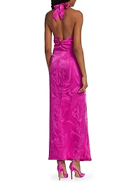 Toula Marbled Satin Floor-Length Dress
