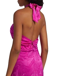 Toula Marbled Satin Floor-Length Dress