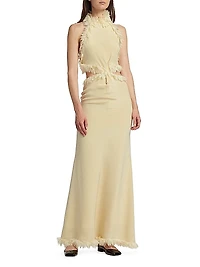 Xin Silk Feather-Trim Gown