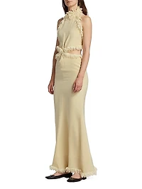 Xin Silk Feather-Trim Gown