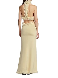 Xin Silk Feather-Trim Gown