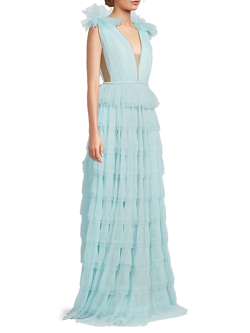 Sabrina Tulle Plunge Gown
