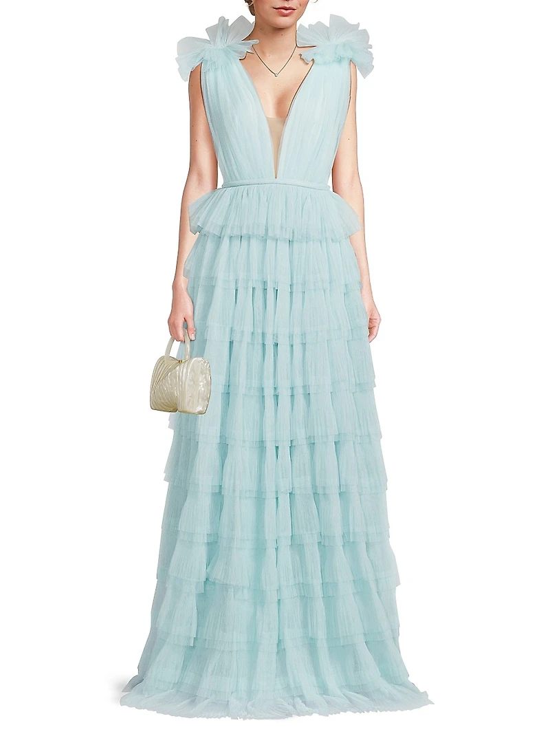 Sabrina Tulle Plunge Gown