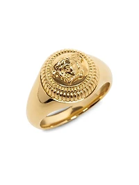 Goldtone Medusa Signet Ring