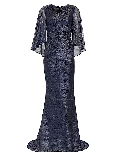 Metallic Cape-Back Gown