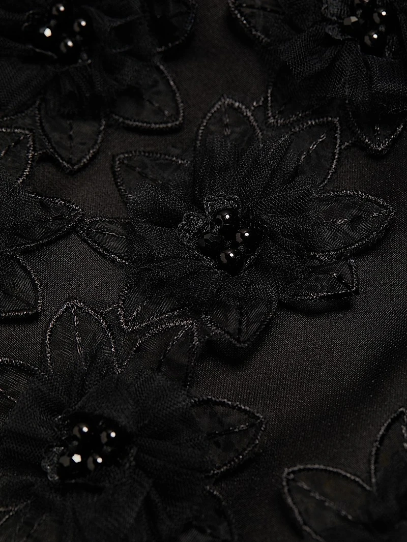 Sutton Embellished Floral Appliqué Minidress