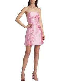 Walter Floral Applique Satin Minidress