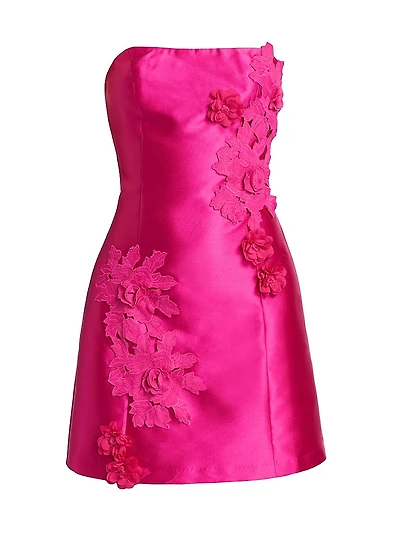 Walter Floral Applique Satin Minidress
