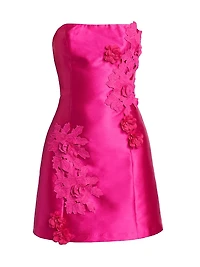 Walter Floral Applique Satin Minidress