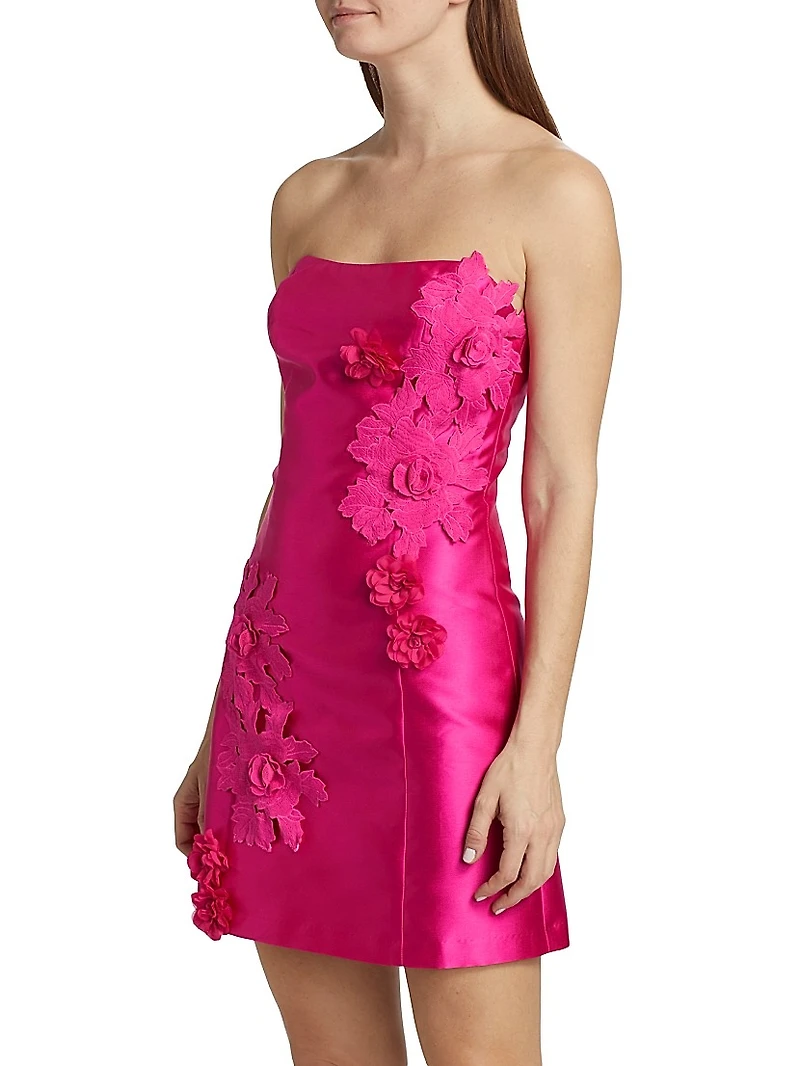 Walter Floral Applique Satin Minidress