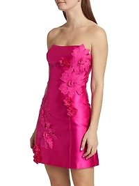 Walter Floral Applique Satin Minidress
