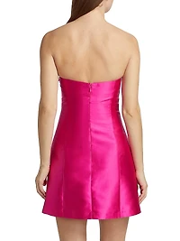 Walter Floral Applique Satin Minidress