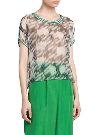 Printed Sheer Chiffon Top