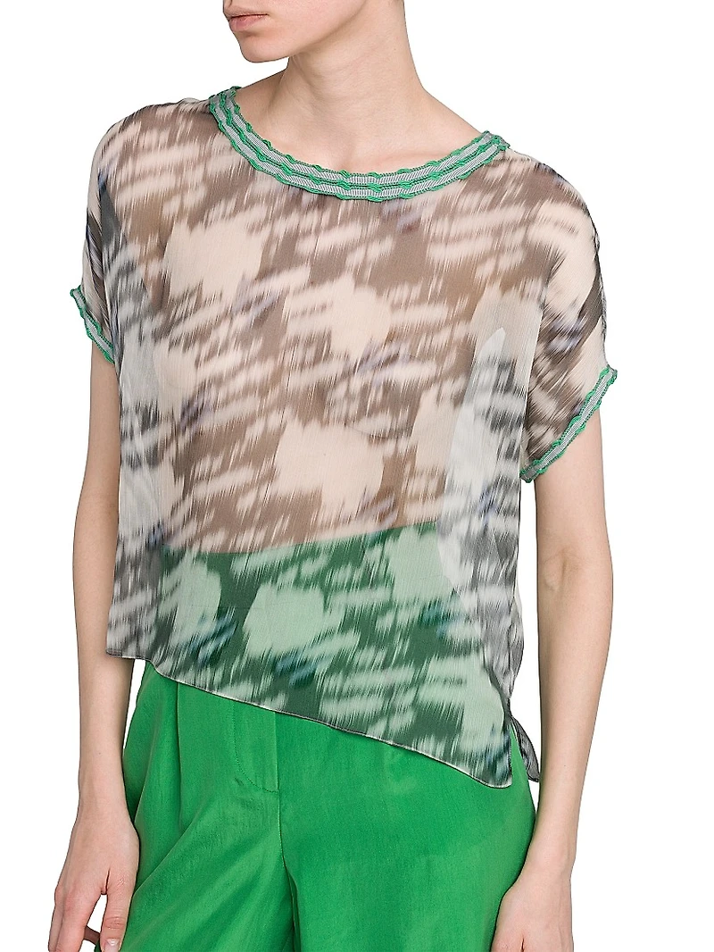 Printed Sheer Chiffon Top