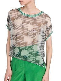 Printed Sheer Chiffon Top