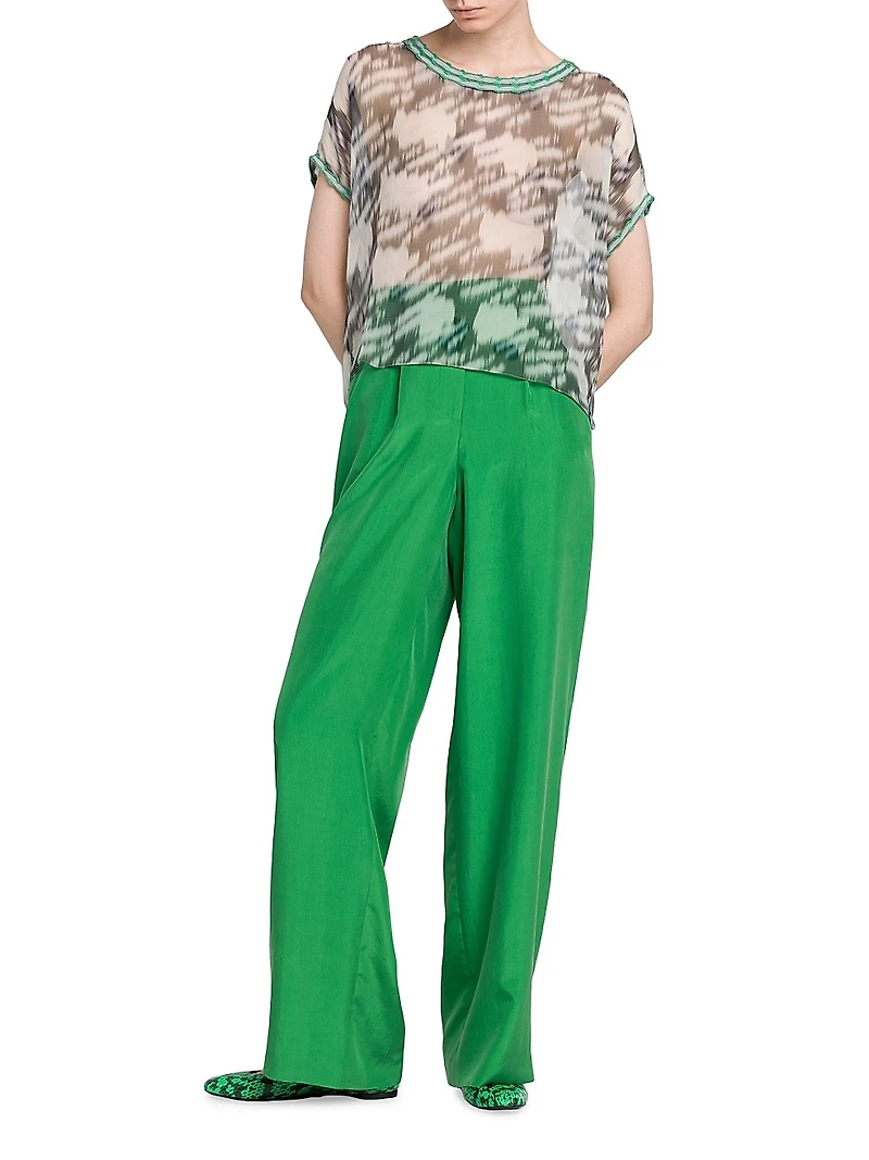 Printed Sheer Chiffon Top