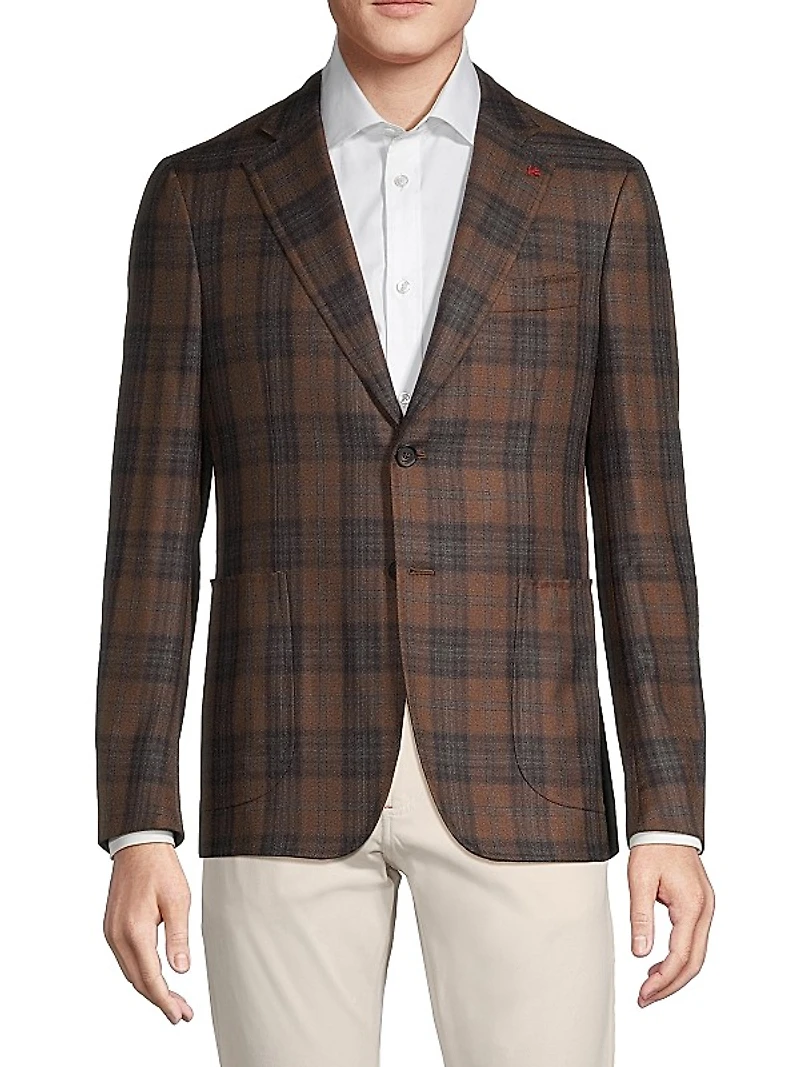 Capri Plaid Cashmere-Silk Two-Button Sport Coat
