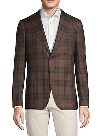 Capri Plaid Cashmere-Silk Two-Button Sport Coat