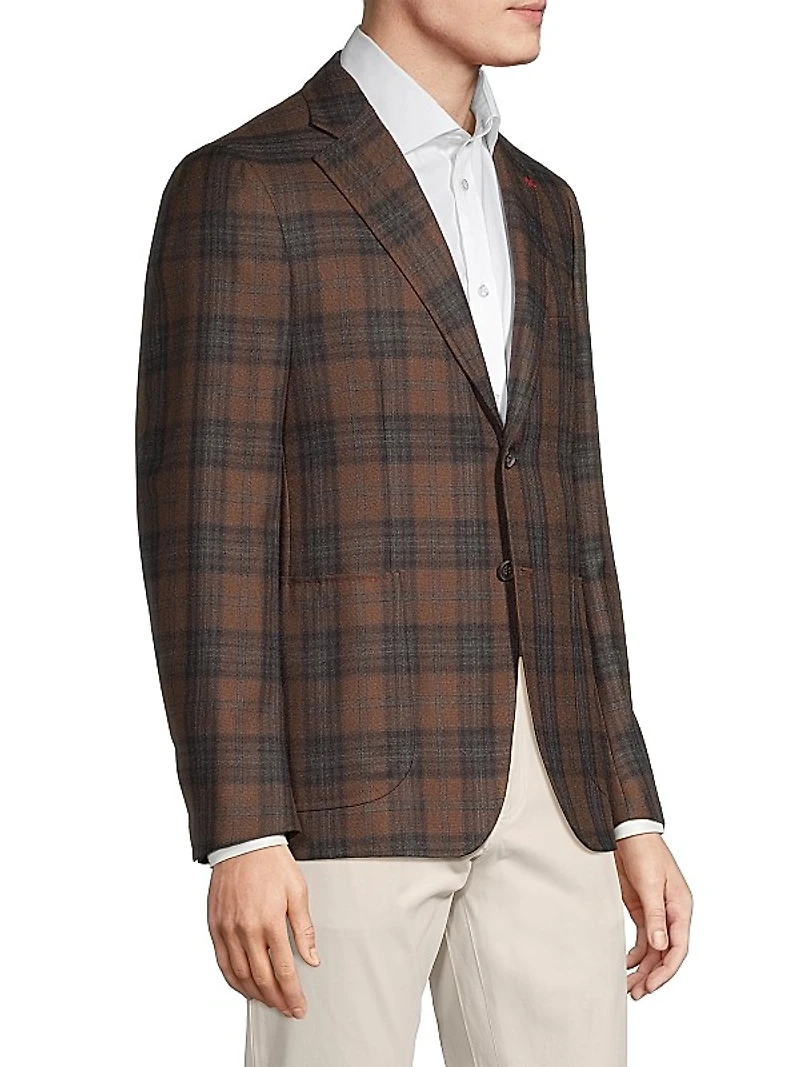 Capri Plaid Cashmere-Silk Two-Button Sport Coat